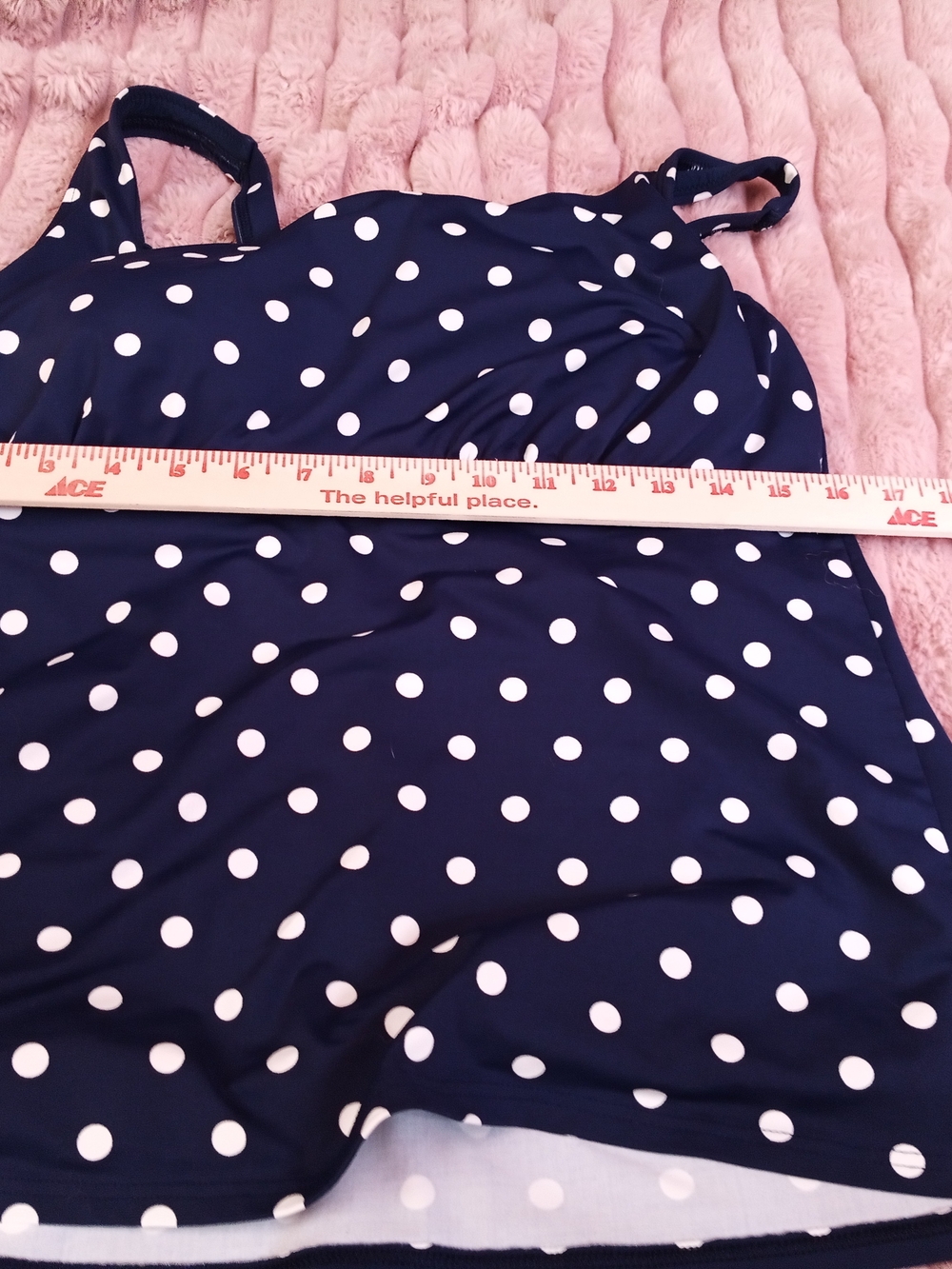 Lands' End Navy and White Polka Dot Tankini Top - Picture 8 of 8